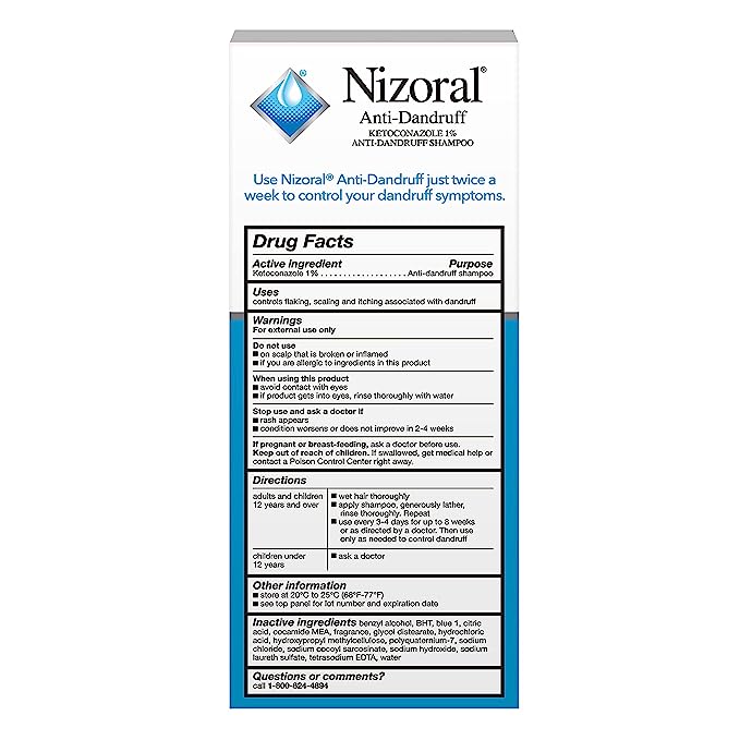 Champú anticaspa Nizoral con 1% de ketoconazol, aroma fresco, 7 onzas líquidas