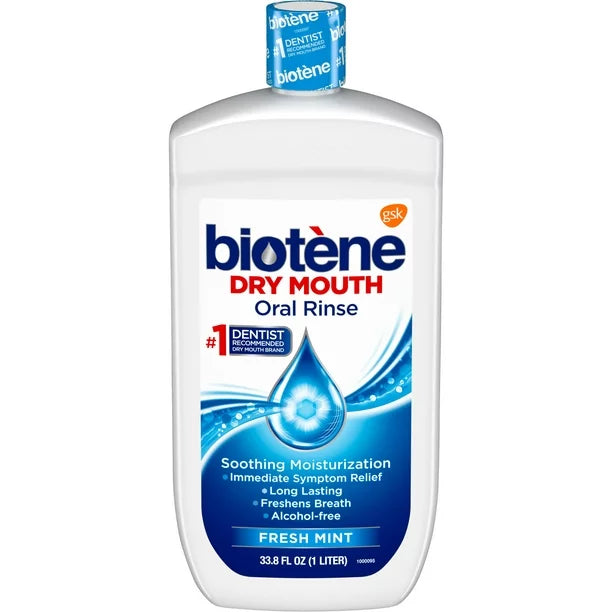 Enjuague bucal hidratante para boca seca Biotene, menta fresca, 33.8 oz