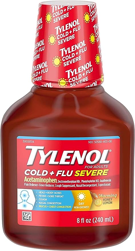 Tylenol Cold & Flu Warming Honey Tamaño 8z Tylenol Cold & Flu Server Liquid Warming Honey limón 8z