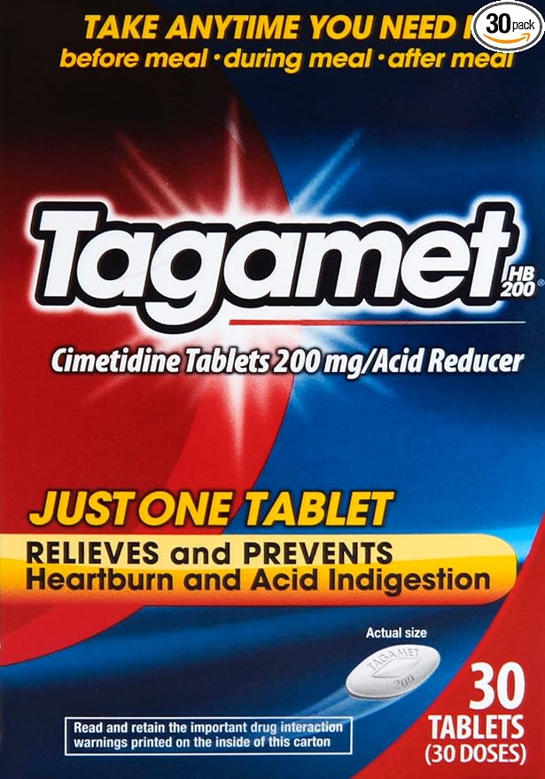 Tagamet HB 200 Tabletas reductoras de ácido, Cimetidina 200 mg, 30 ct
