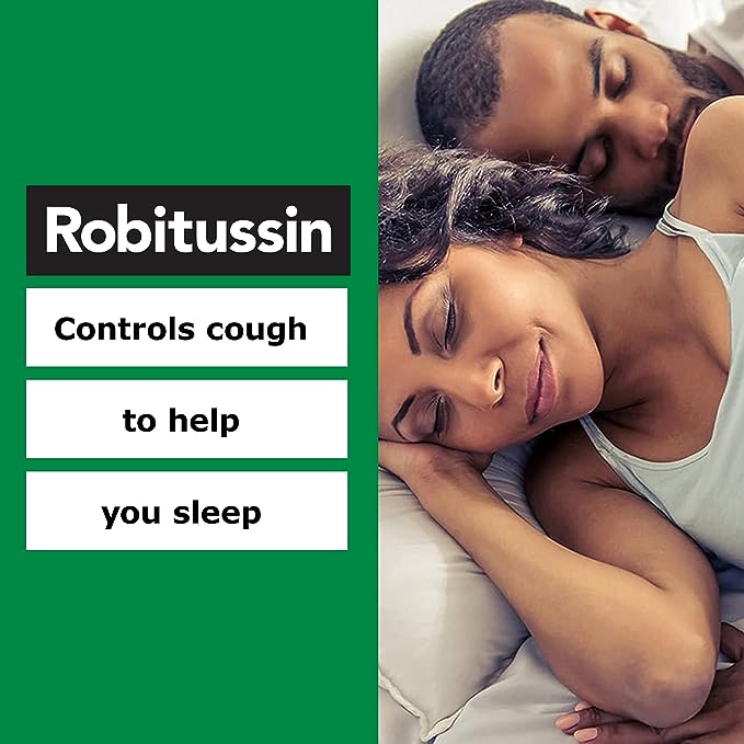 Robitussin Máxima Fuerza Miel Tos Nocturna DM, Medicina para la Tos para Adultos Hecho con Miel Real para Sabor - Botella de 4 Fl Oz