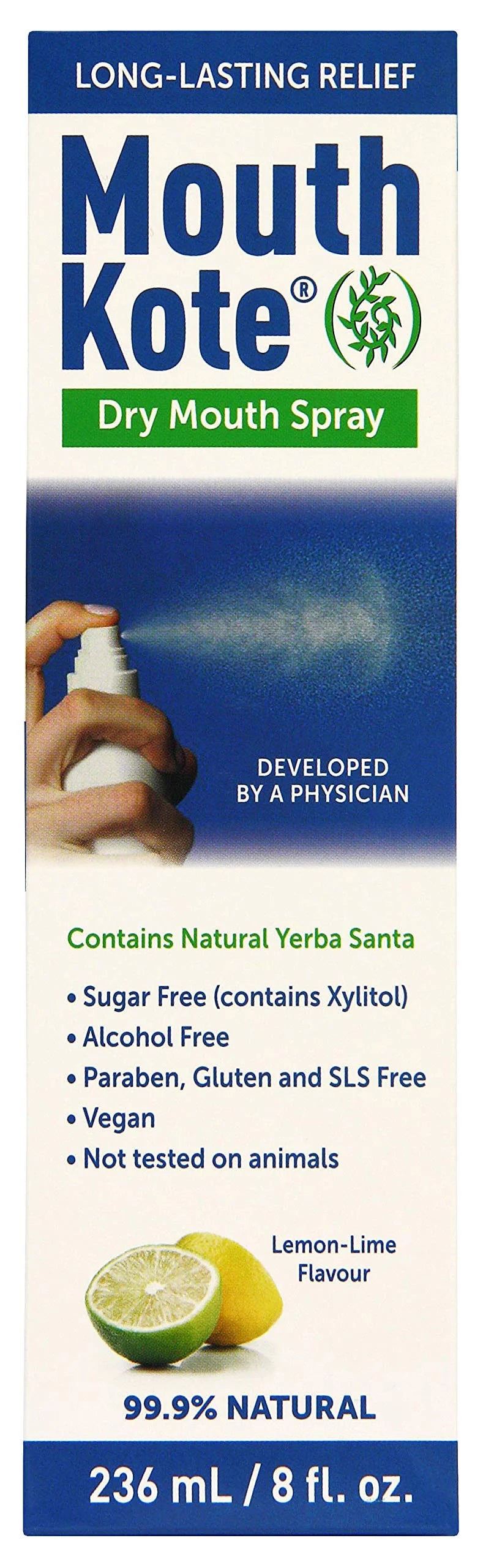 Mouth Kote Spray bucal seco, humectante oral con Yerba Santa, 8 onzas líquidas