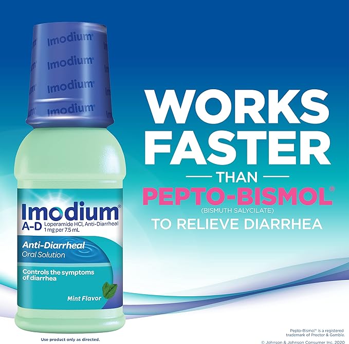 Imodium A-D Liquid Anti-Diarrheal Medicine with Loperamide Hydrochloride to Help Control Symptoms of Diarrhea Due to Acute, Active & Traveler&