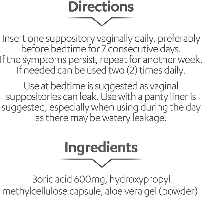AZO Boric Acid Vaginal Suppositories, Helps Support Odor Control and Balance Vaginal PH with Clinically Studied Boric Acid, Non-GMO, 30 Count