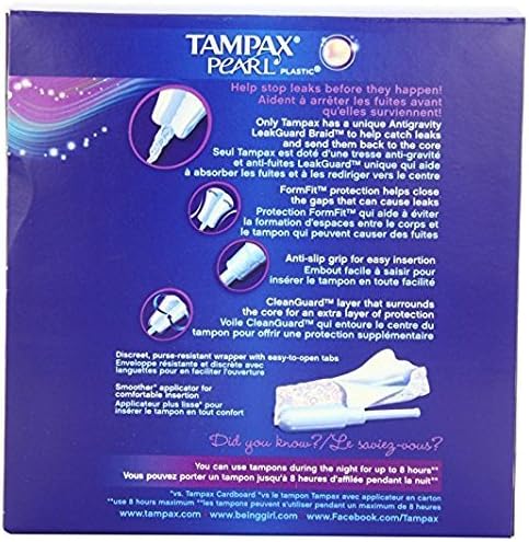 Tampax Pearl Plastic Unscented Tampons, Ultra Absorbency, 18 Count