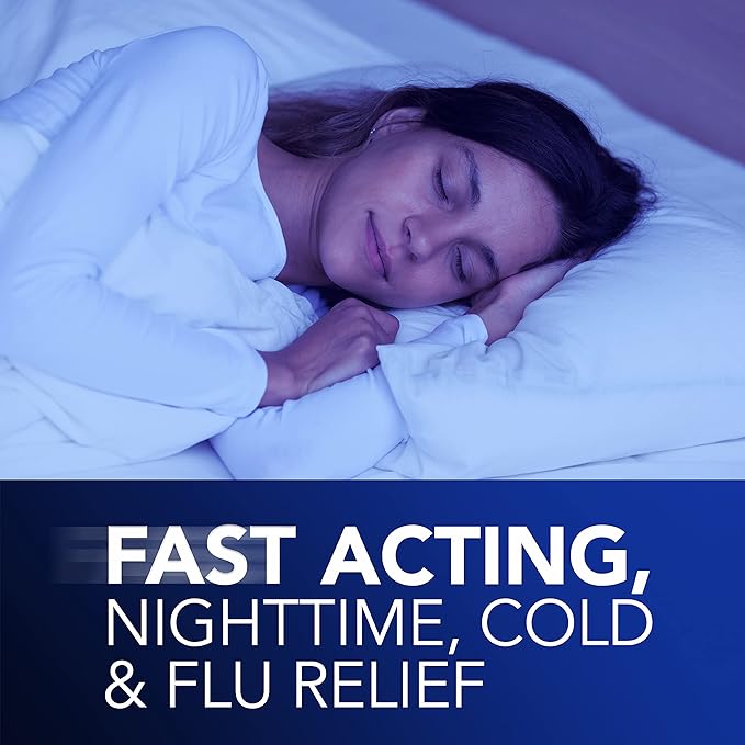 Vicks Nyquil Cápsulas líquidas para aliviar el resfriado y la gripe durante la noche, 16 unidades