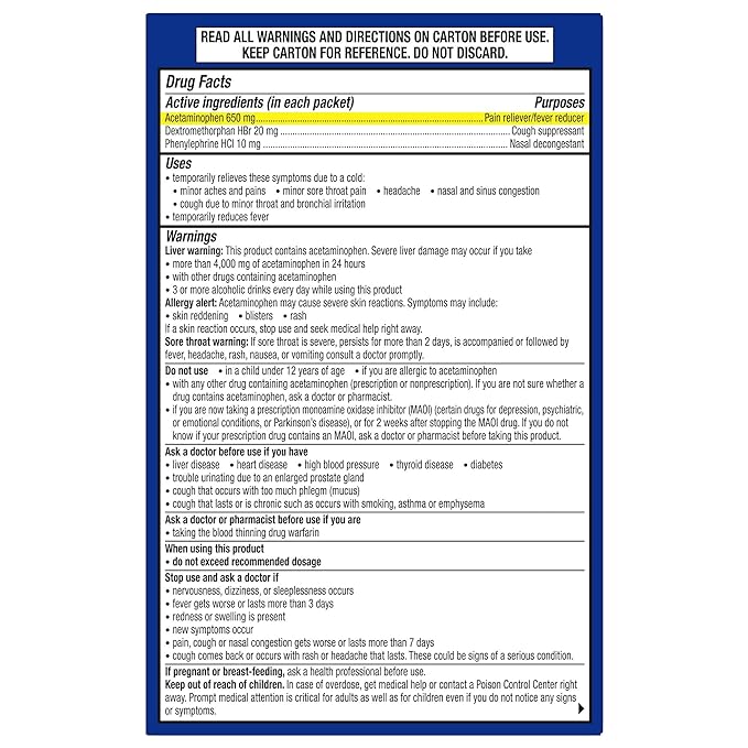 Theraflu, resfriado y tos severos durante el día, cantidad 1: medicamento para resfriado/sinusitis/alergia/