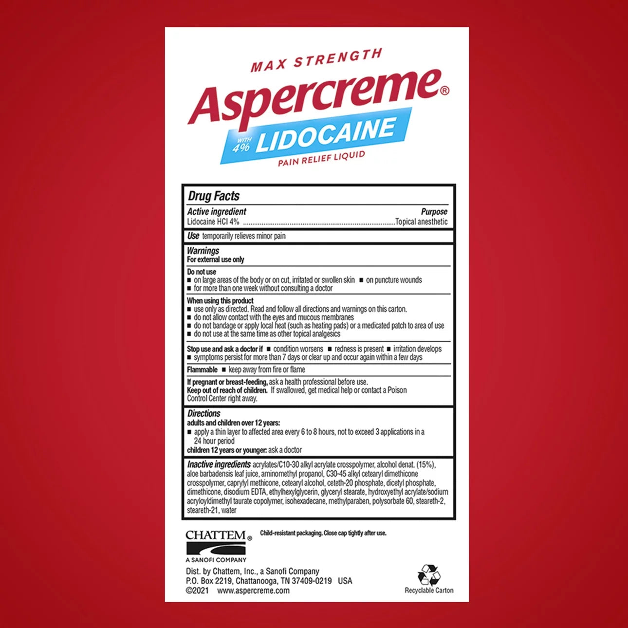 Aspercreme Maximum Strength Muscle & Joint Pain Relief Numbing No Mess Roll-On with Lidocaine 2.5oz