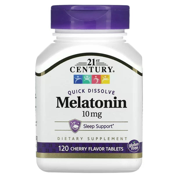 21st Century, Melatonina de disolución rápida, cereza, 10 mg, 120 tabletas