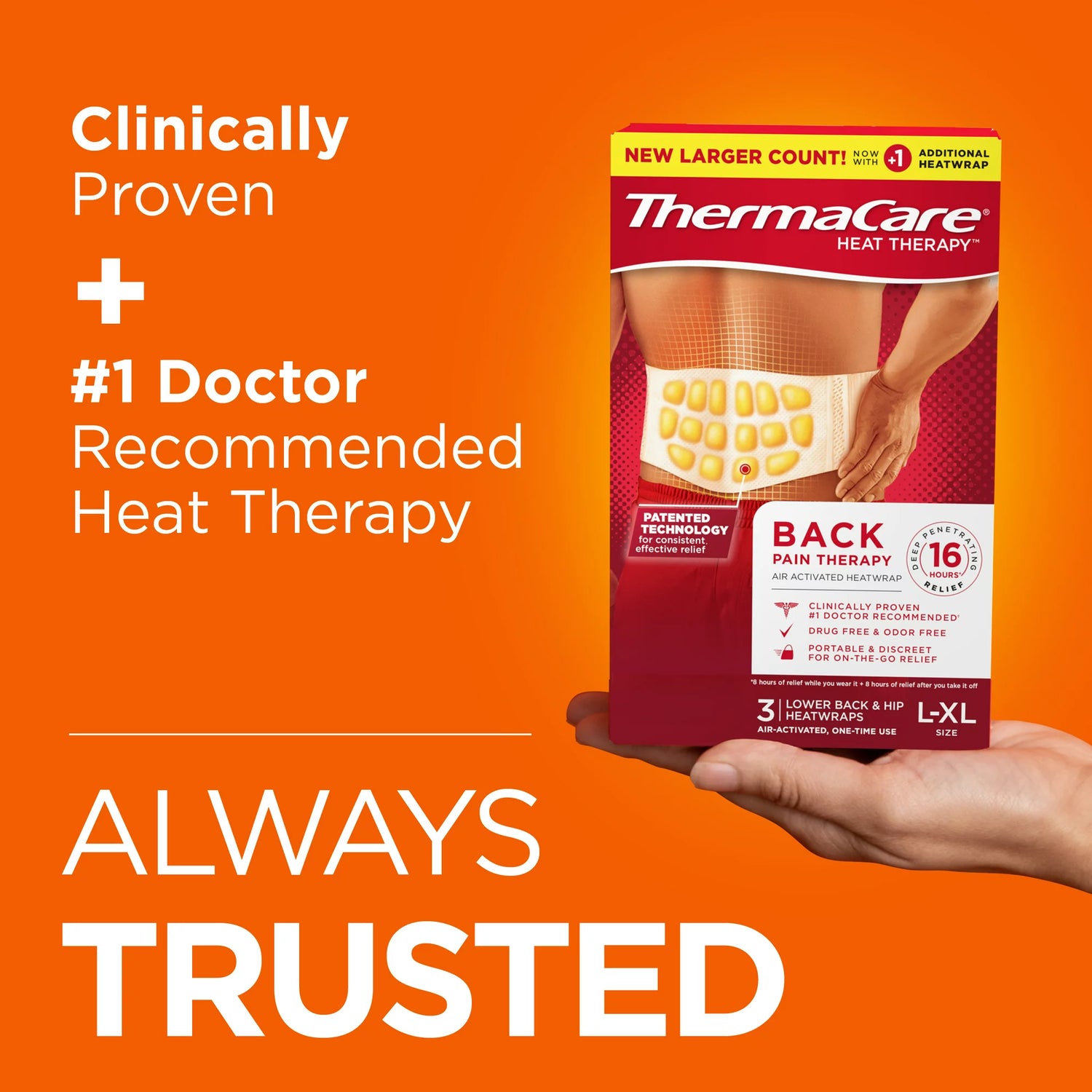 ThermaCare Lower Back & Hip Large/X-Large Pain Relief Heat Wraps, 3 Ct