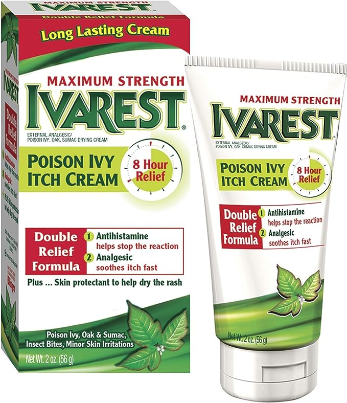 Ivarest Anti-Itch Cream, Poison Ivy Cream, Poison Ivy Treatment, Poison Ivy Relief Product, Poison Oak Relief, Poison Sumac Relief, Maximum Strength, Medicated, 2 Ounce