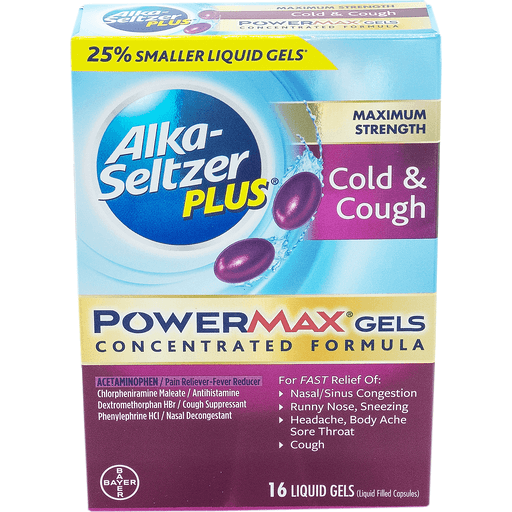 Alka Seltzer Plus Cápsulas de gel para el resfriado y la tos, 16 unidades