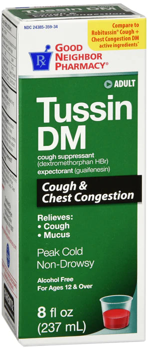 Tussin Cough Syrup DM, Cough and Chest Congestion Relief, 8 Fl Oz