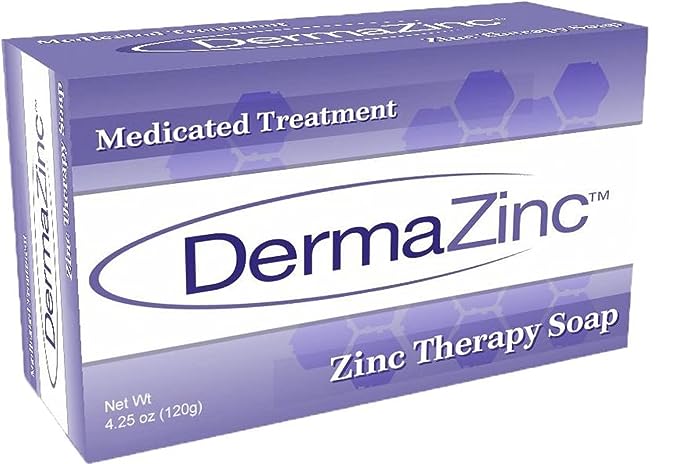 Jabón terapéutico DermaZinc, jabón de zinc para la piel, jabón para aliviar trastornos de la piel para psoriasis, dermatitis, eccema y otros síntomas de afecciones de la piel 
