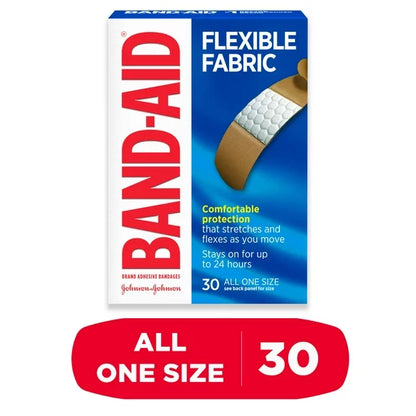 Vendas adhesivas de tela flexible de la marca Band-Aid, todas de talla única, 30 unidades