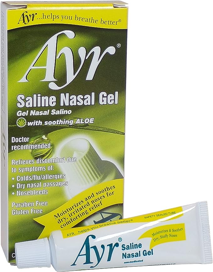 Gel nasal salino Ayr, con aloe calmante, tubo de 0,5 onzas (paquete de 1) 