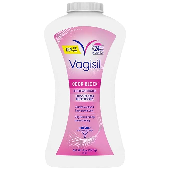 Vagisil Odor Block Desodorante en polvo para mujeres, ayuda a prevenir rozaduras, sin talco, 8 onzas 