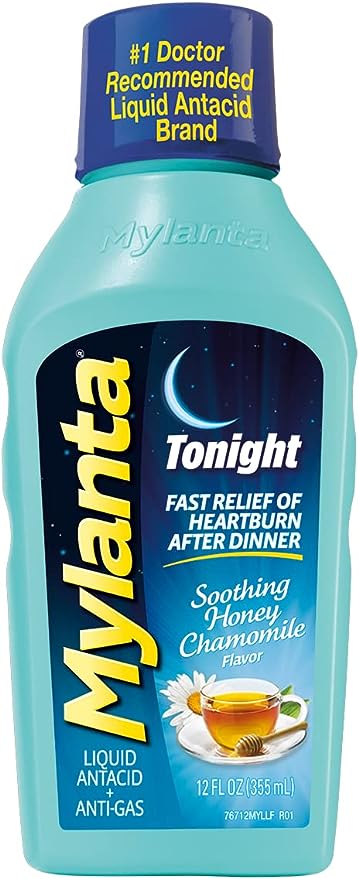 Mylanta Antacid and Gas Relief, Tonight Formula, Honey-Chamomile, 12 Fl Oz