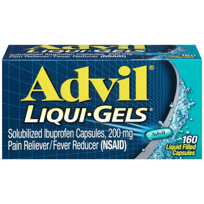 Advil Liqui-Gels Ibuprofeno para aliviar el dolor y el dolor de cabeza, cápsulas rellenas de líquido de 200 mg, 160 unidades 