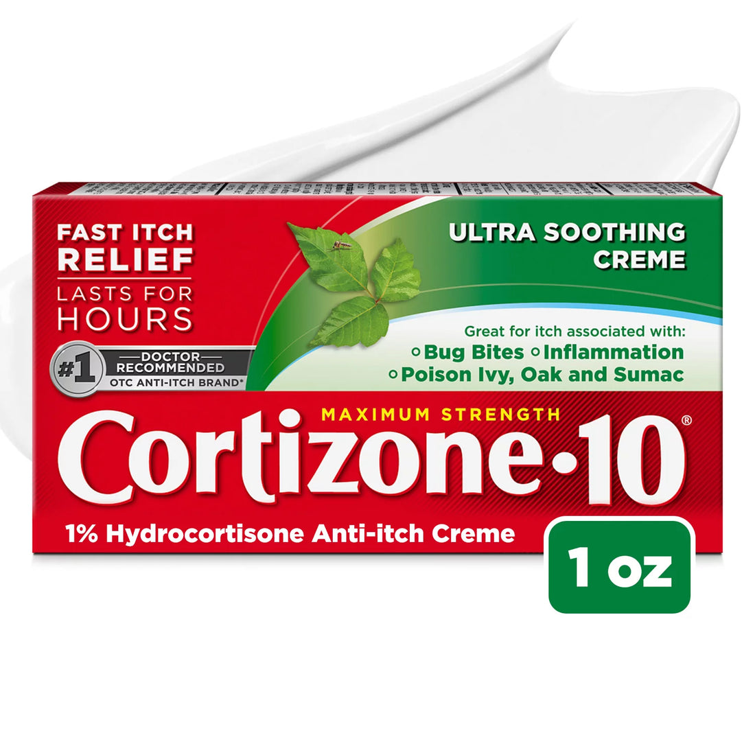 Cortizone-10 Fuerza máxima 1% Hidrocortisona Crema anti-picazón ultra hidratante 1oz