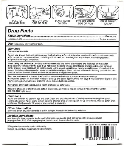 Parche para aliviar el dolor con lidocaína al 4%, anestésico tópico de máxima resistencia, 5 parches 
