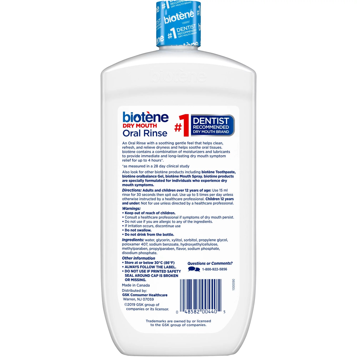 Enjuague bucal hidratante para boca seca Biotene, menta fresca, 33.8 oz 