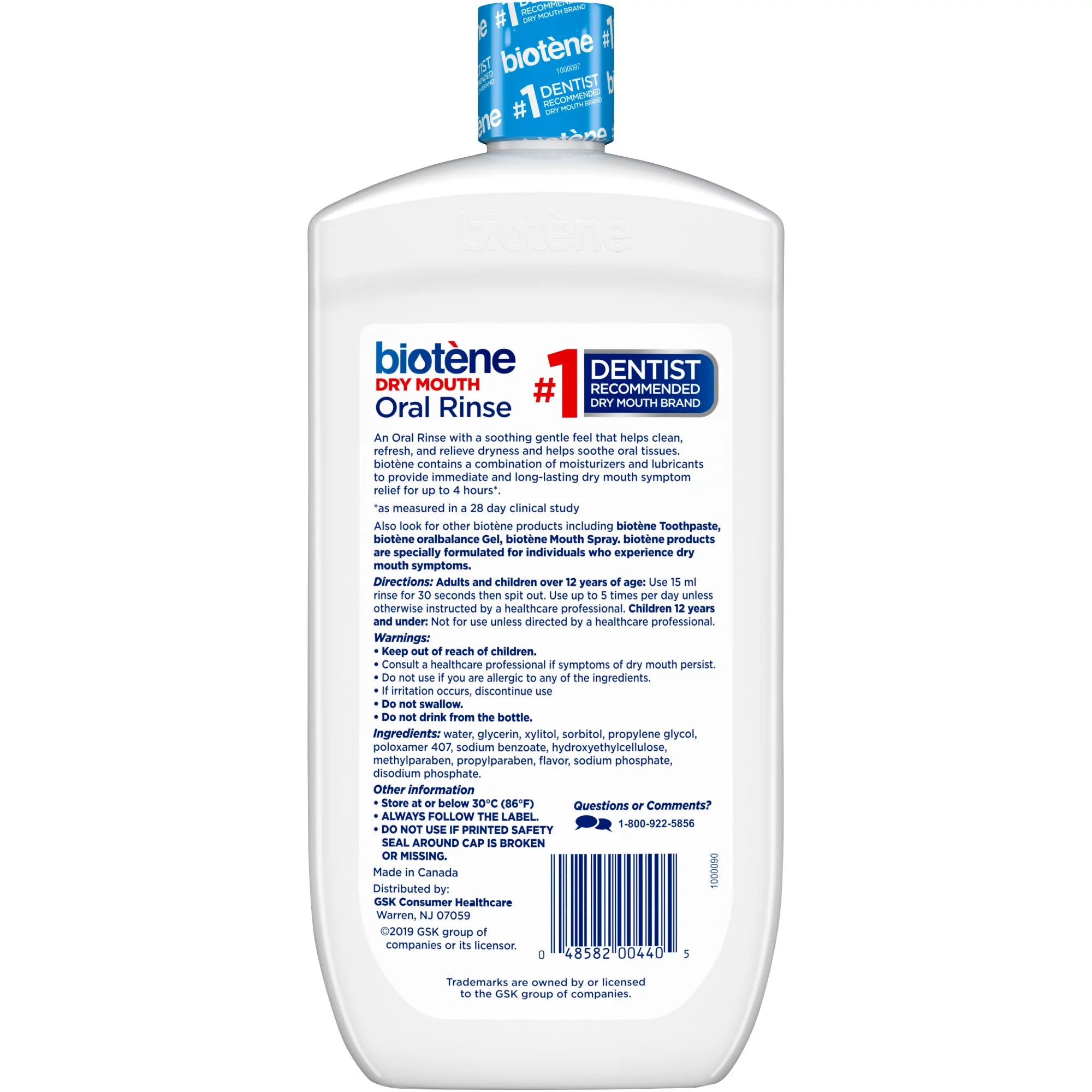 Enjuague bucal hidratante para boca seca Biotene, menta fresca, 33.8 oz 