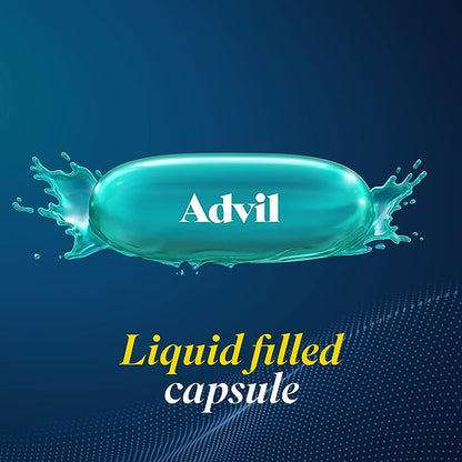 Advil Liqui-Gels Analgésico y reductor de fiebre, analgésico para adultos con ibuprofeno 200 mg para dolor de cabeza, dolor de espalda, dolor menstrual y alivio del dolor en las articulaciones - 40 cápsulas llenas de líquido 