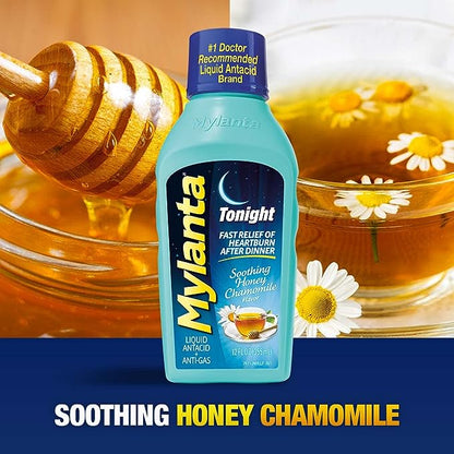 Mylanta Antacid and Gas Relief, Tonight Formula, Honey-Chamomile, 12 Fl Oz