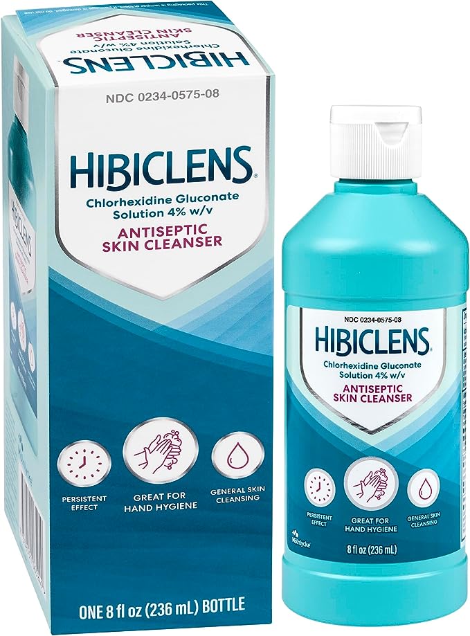 Hibiclens Jabón antimicrobiano, antiséptico y limpiador para la piel, 8 oz, para hospital domiciliario, 4% CHG 