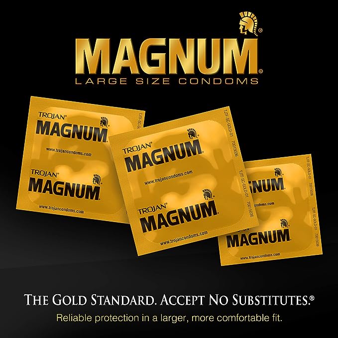 TROJAN Magnum Ecstasy Large Size Condoms, Black, 10 Count