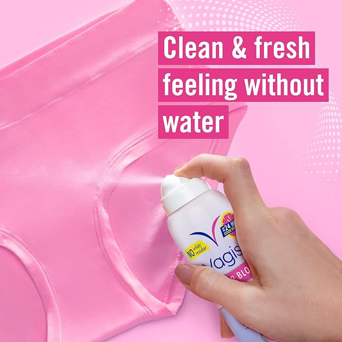 Vagisil Odor Block Spray de lavado en seco para higiene femenina, probado por ginecólogos, hipoalergénico, 2.6 onzas 