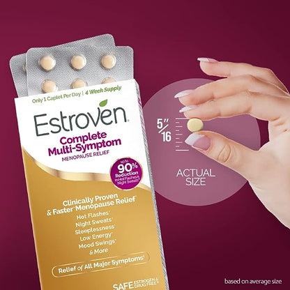 Estroven Complete Multi-Symptom Menopause Supplement for Women, 28 Ct., Clinically Proven Ingredient Provide Menopause Relief &amp; Night Sweats &amp; Hot Flash Relief, Drug-Free &amp; Non-GMO