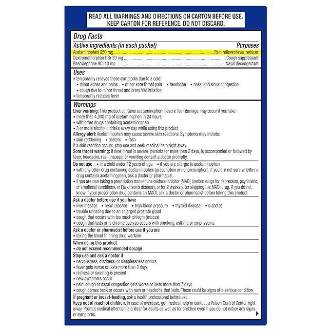 Theraflu, resfriado y tos severos durante el día, cantidad 1: medicamento para resfriado/sinusitis/alergia/ 