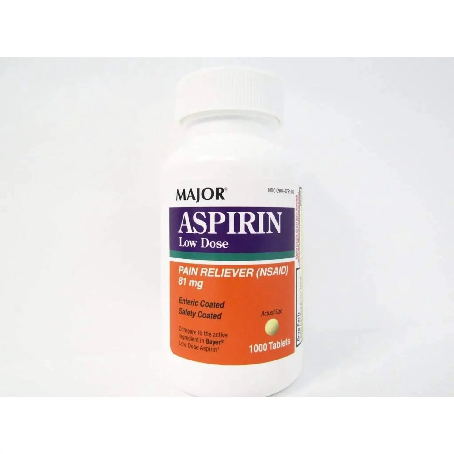 Major Aspirin Low Dose Pain Reliever 81mg 1000 Tablets