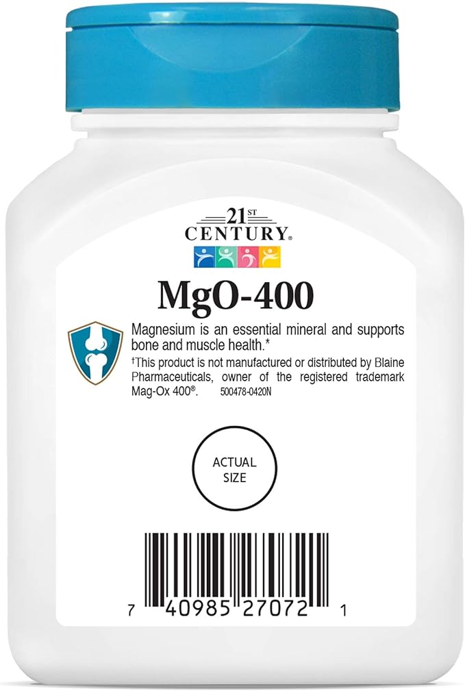 21st Century mgO 400 mg Tablets, 90 Count