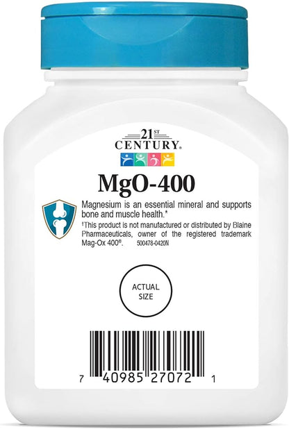 21st Century mgO 400 mg Tablets, 90 Count