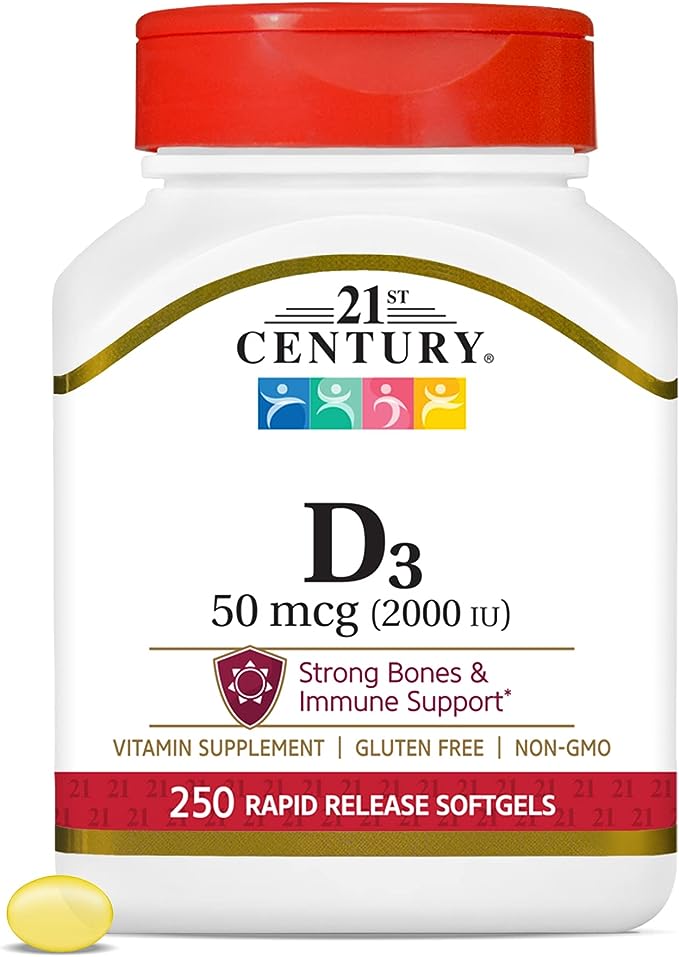 21st Century D3 2000 IU Softgels, 250 Count