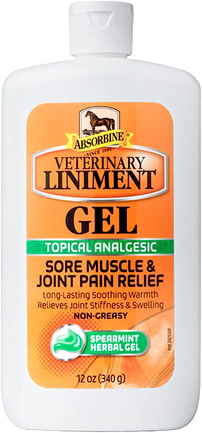 Absorbine Veterinary Liniment Analgésico tópico dolor muscular y artritis alivio del dolor calentamiento linimento frotar, gel de 12 onzas 